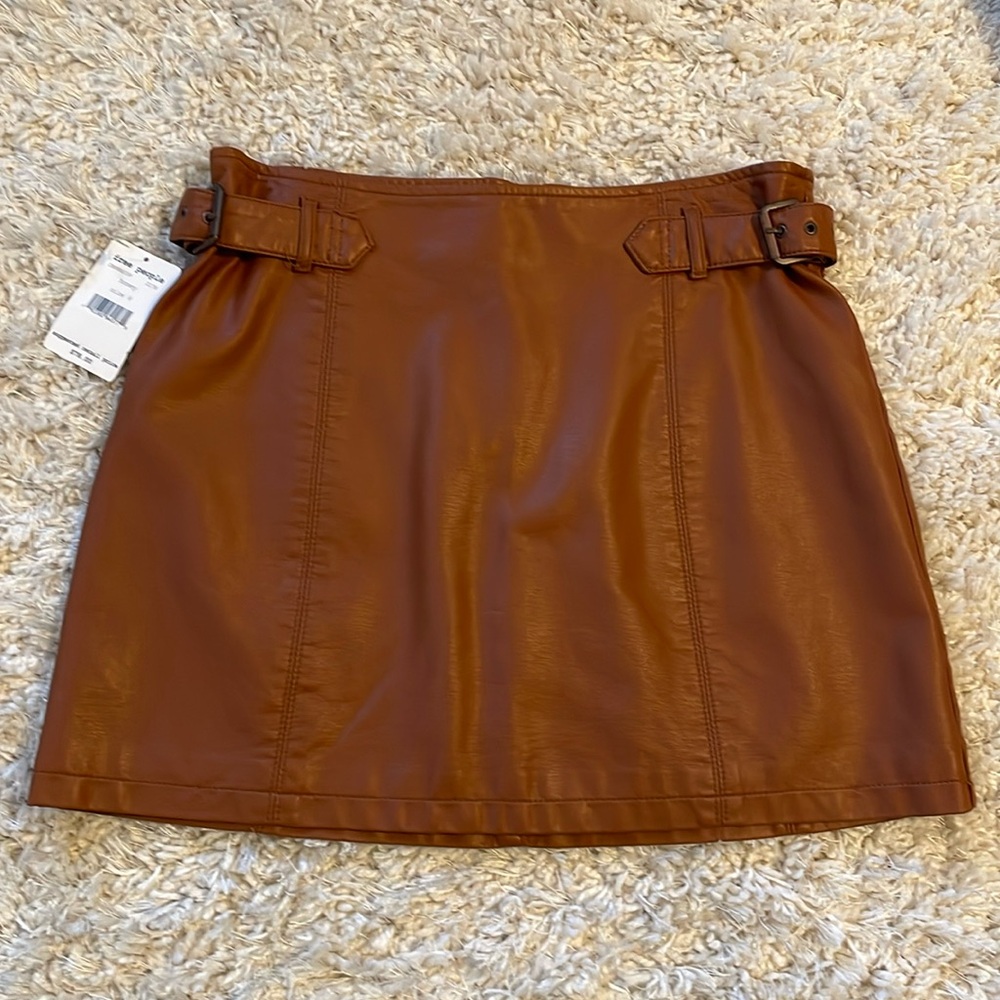Brown leather skirt
